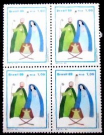 Quadra de selos postais do Brasil de 1989 Sagrada Família M