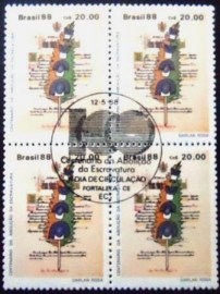 Quadra de selos postais do Brasil de 1988 Lei Áurea CE M1CZC