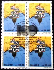 Quadra de selos postais do Brasil de 1988 Navio Negreiro CE