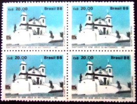 Quadra de selos postais do Brasil de 1988 Santuário de Bom Jesus MZC