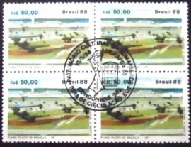 Quadra de selos postais do Brasil de 1988 Plano Piloto de Brasília M1CZC