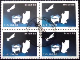 Quadra de selos postais do Brasil de 1988 Jesus M1CZC