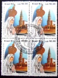 Quadra de selos postais do Brasil de 1987 N.S.Fátima M1CZC