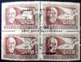 Quadra de selos postais de 1956 Barão de Bocaina