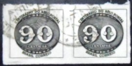 Par de selos postais do Brasil de 1943 Olho-de-boi 90