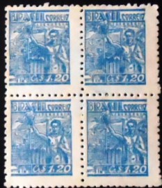 Quadra de selos postais do Brasil de 1947 Siderurgia 1,20
