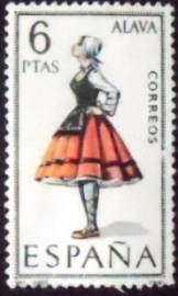 Selo postal da Espanha de 1967 Regional Costumes Alava