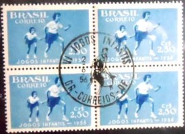 Quadra de selos postais do Brasil de 1956 6º Jogos Infantis Ginástica