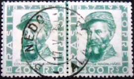 Par de selos postais do Brasil de 1938 José V. C. Magalhães