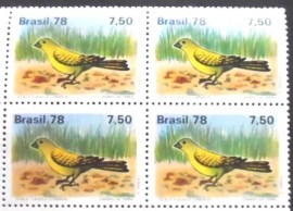 Quadra de selos do Brasil de 1978 Sicalis Flaveola