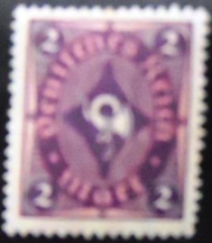 Selo postal da Alemanha Reich de 1922 Posthorn 2 two coloured