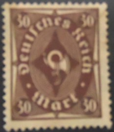Selo postal da Alemanha Reich de 1923 Posthorn 30