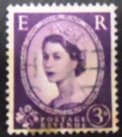 Selo postal do Reino Unido de 1954 Queen Elizabeth II Predecimal Wilding 3