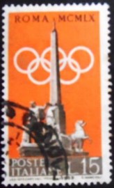 Selo postal da Itália de 1959 Fountain of the Dioscuri at the Quirinale