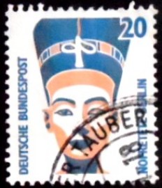 Selo postal da Alemanha de 1989 Nefertiti bust