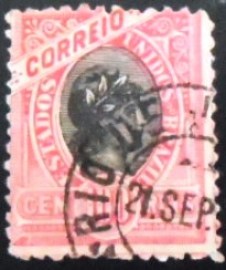 Selo postal do Brasil de 1894 Alegoria 100