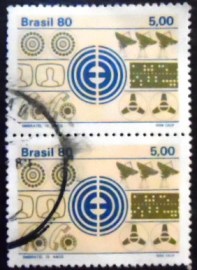 Par de selos postais do Brasil de 1980 Embratel