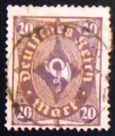Selo postal da Alemanha Reich de 1922 Posthorn 20