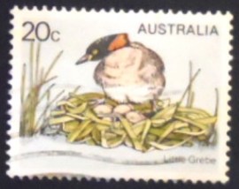 Selo postal da Austrália de 1978 Little Grebe