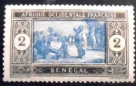 Selo postal do Senegal de 1914 Indigenous Market