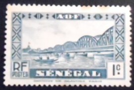 Selo postal do Senegal de 1935 Faidherbe bridge 1
