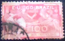 Selo postal do Brasil de 1906 Congresso Pan-americano 100
