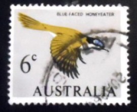 Selo postal da Austrália de 1966 Blue-faced Honeyeater