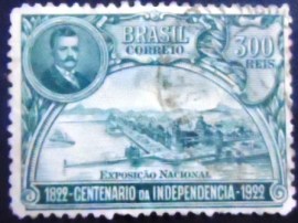 Selo postal do Brasil de 1922 Exposição Nacional e Epitácio Pessoa