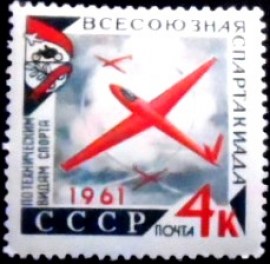 Selo postal da União Soviética de 1961 Glider Competitions