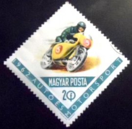 Selo postal da Hungria de 1962 Racing motorcyclist