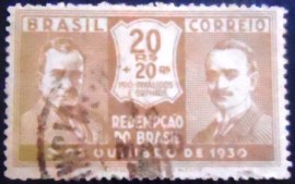 Selo postal do Brasil de 1931 Getúlio Vargas e Joao Pessoa U 20+20