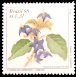 Selo postal do Brasil de 1998 Orquídea