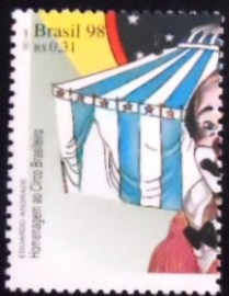 Selo postal do Brasil de 1998 Palhaço e Circo 1