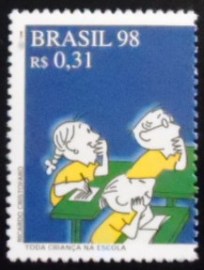 Selo postal do Brasil de 1998 Toda Criança na Escola