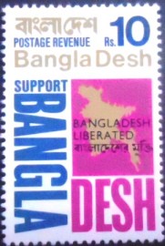 Selo postal de Bangladesh de 1971 Support Bangladesh Overprinted in Black