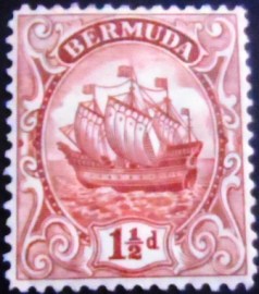 Selo postal de Bermuda de 1934 Sailing ship