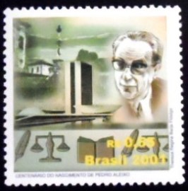Selo postal do Brasil de 2001 Pedro Aleixo