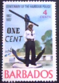 Selo postal de Barbados de 1967 With Anchor Monument