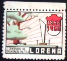 Selo postal do Brasil de 1966 Centenário de Lorena