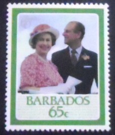 Selo postal de Barbados de 1986 With Prince Philip