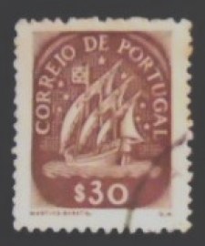 Selo postal de Portugal de 1943 Caravel $30