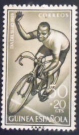 Selo postal da Guiné Espanhola de 1959 Stamp day: Street racing, the winner