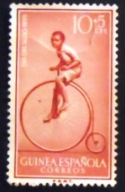 Selo postal da Guiné Espanhola de 1959 Stamp day: High wheel