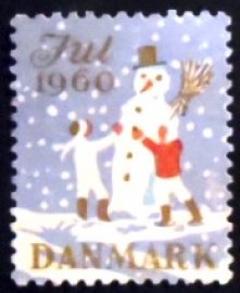 Selo postal da Dinamarca de 1960 Natal 8