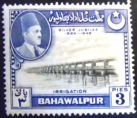Selo postal do Bahawalpur de 1949 Panjnad Dam 3 	