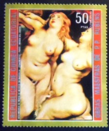 Selo postal da Guiné Equatorial de 1973 The Landing of Marie de Medicis at Marseilles