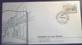 Envelope FDC Oficial de 1981 Lima Barreto