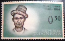 Selo postal da Indonésia de 1961 Teuku Umar