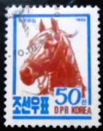 Selo postal da Coréia do Norte de 1990 Horse