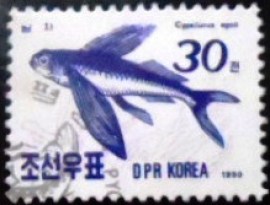 Selo postal da Coréia do Norte de 1990 Japanese Flying Fish